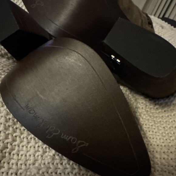 Sam Edelman Alison Desert Olive Stacked Heel Slip On Leather Mules Size 8 NWOT - Picture 7 of 9